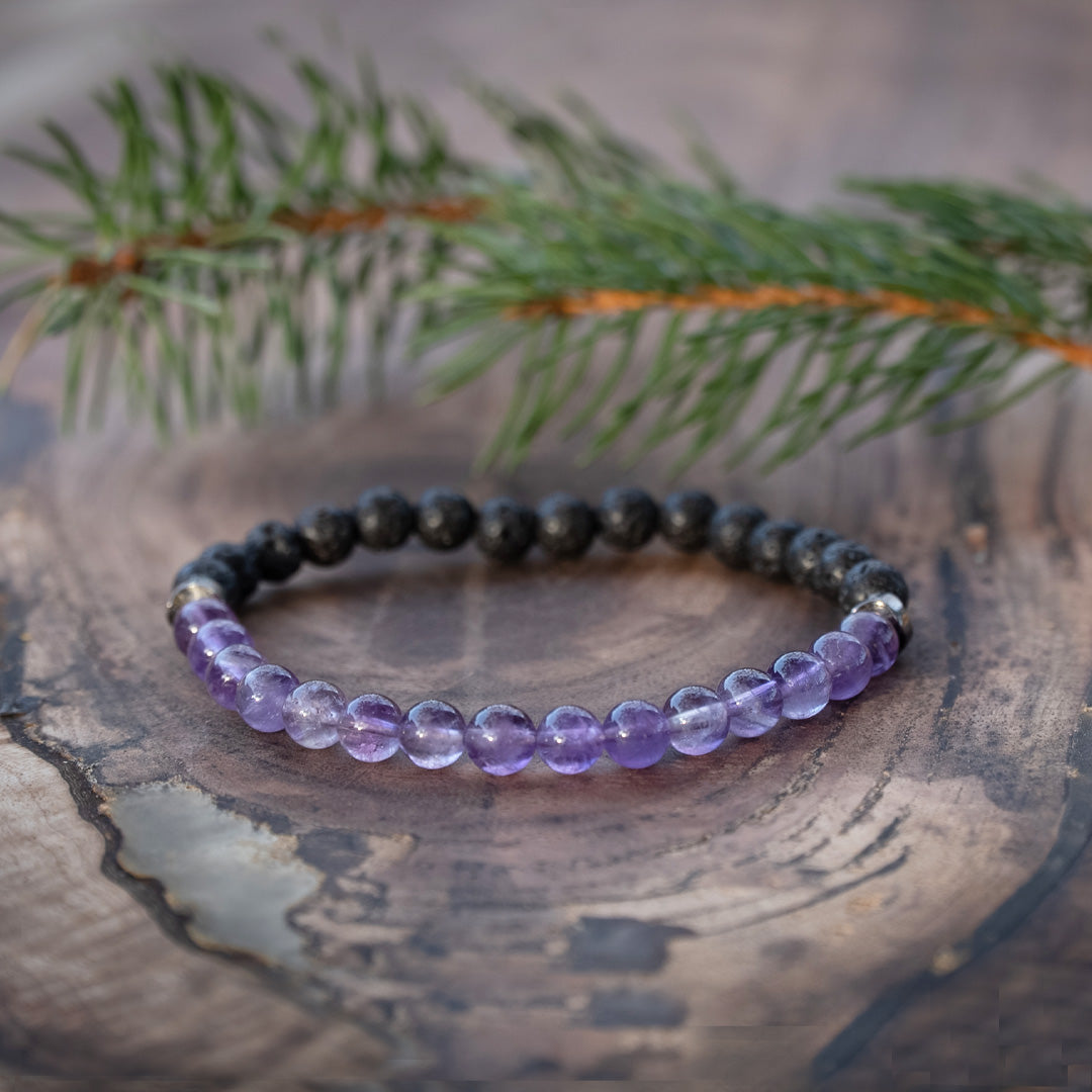 Lava stone + gemstone bracelet