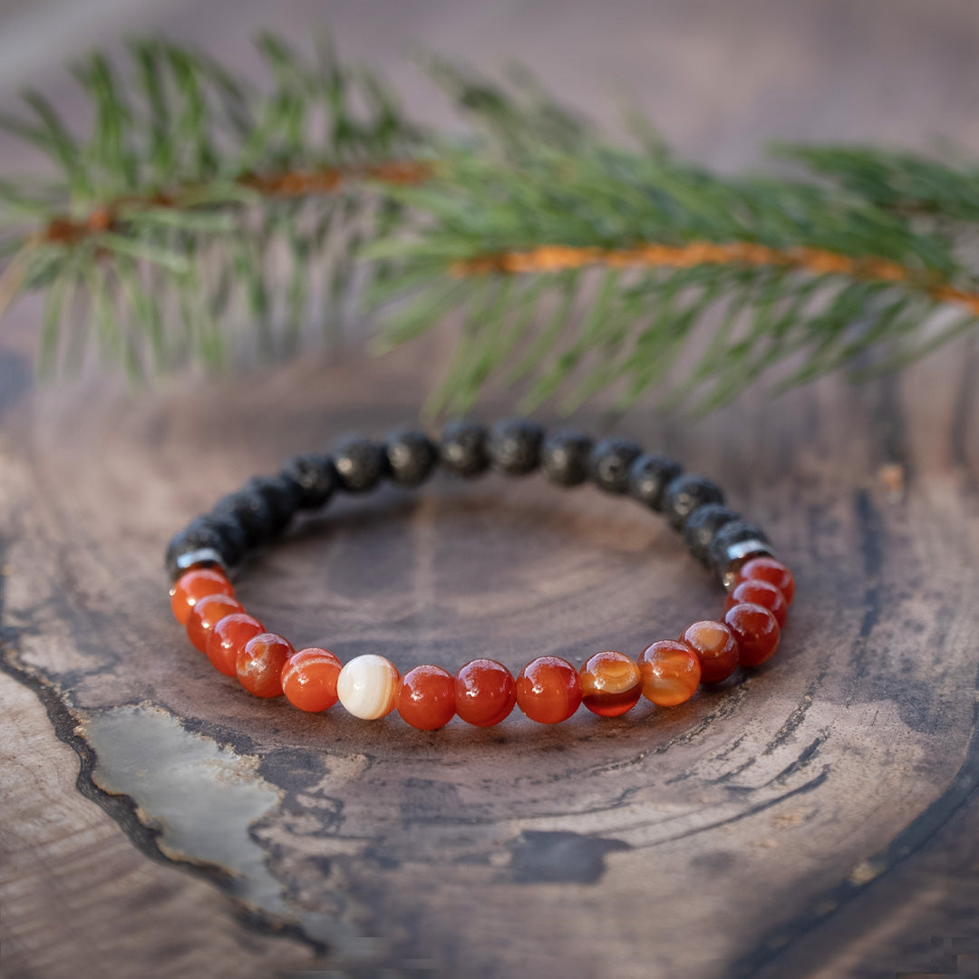 Lava stone + gemstone bracelet