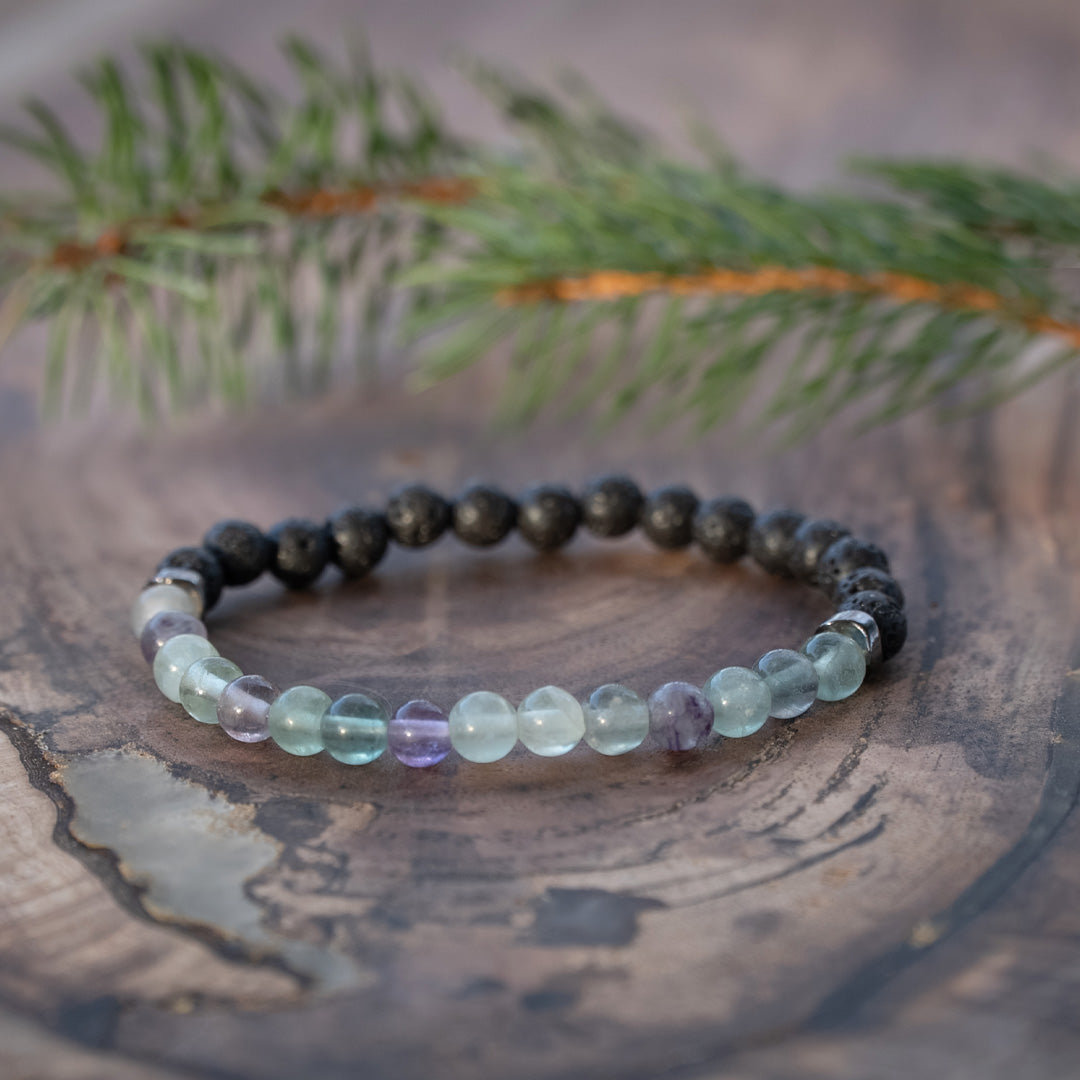 Lava stone + gemstone bracelet