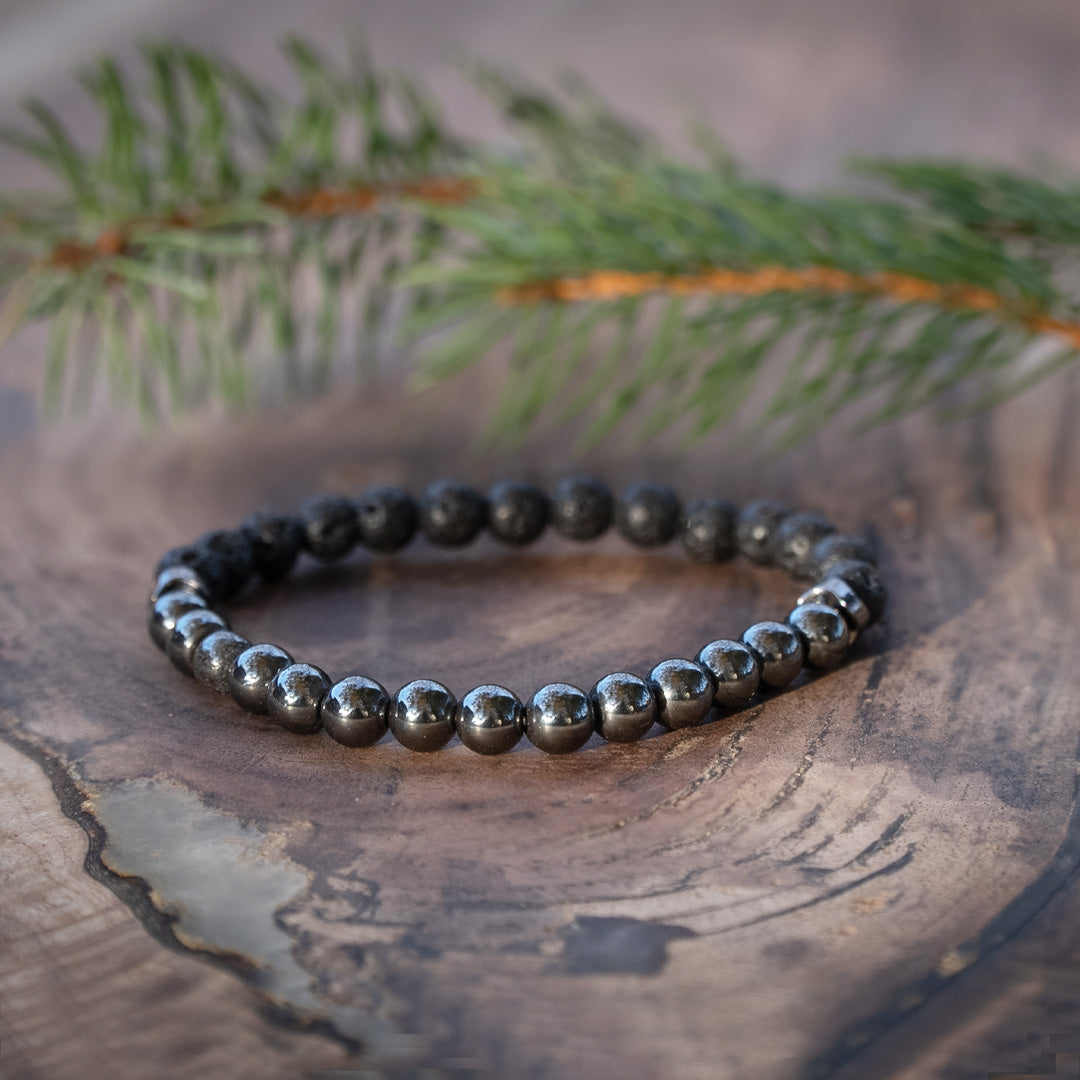 Lava stone + gemstone bracelet